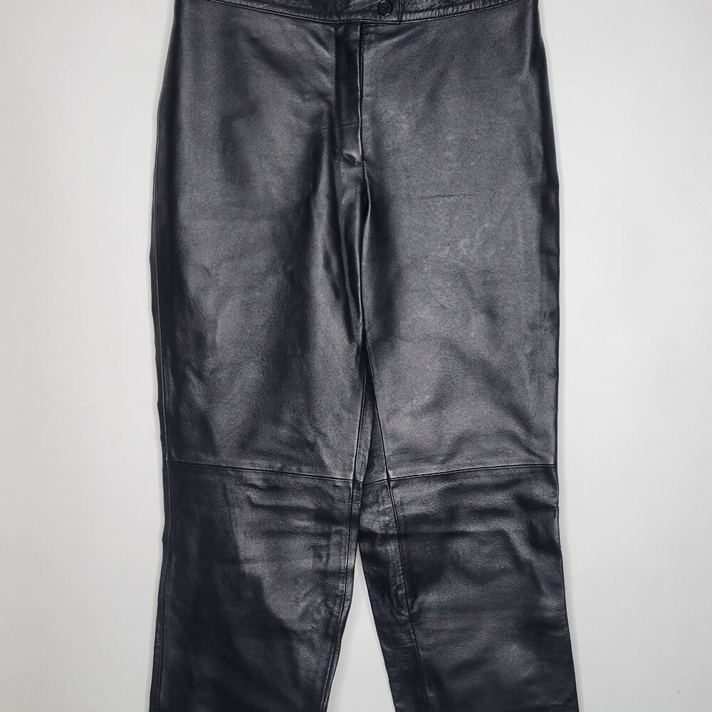 Spiegel Women's Lined Leather Pants Black Size 4 28 Waist 31.5 Inseam